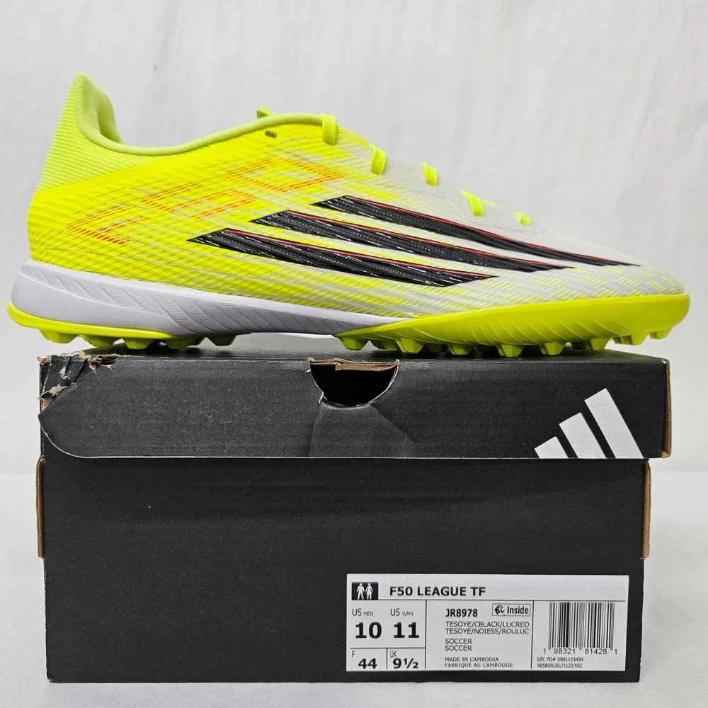 Adidas F50 League TF Turf Soccer Cleats JR8978 Solar Yellow Black Men‎ Size 10